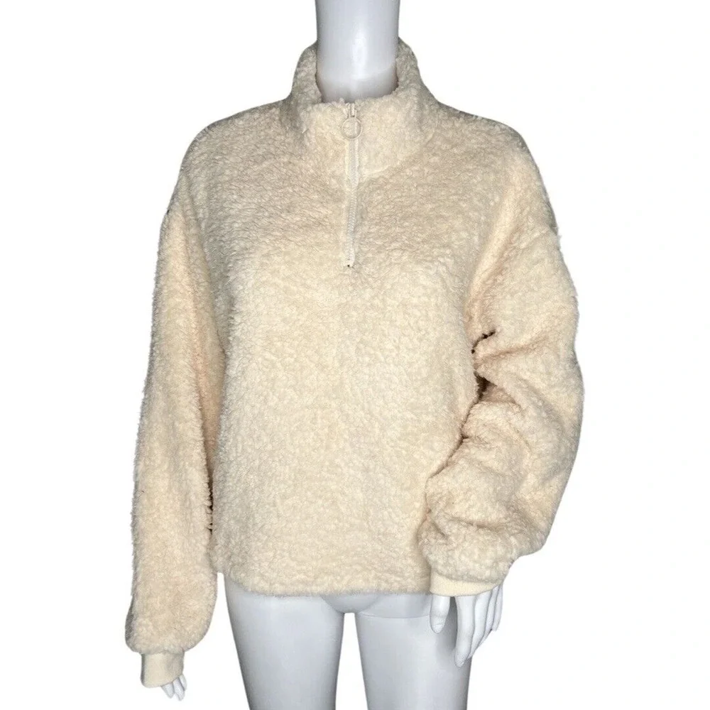 Love Tree Shirt Womens Large Cream Ivory Fleece Sweatshirt‎ Neutral Minimalist